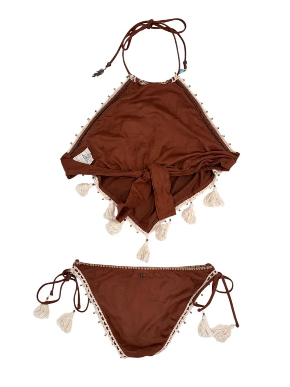ALE ALESSANDRA tassel fringe faux suede bikini sz M
